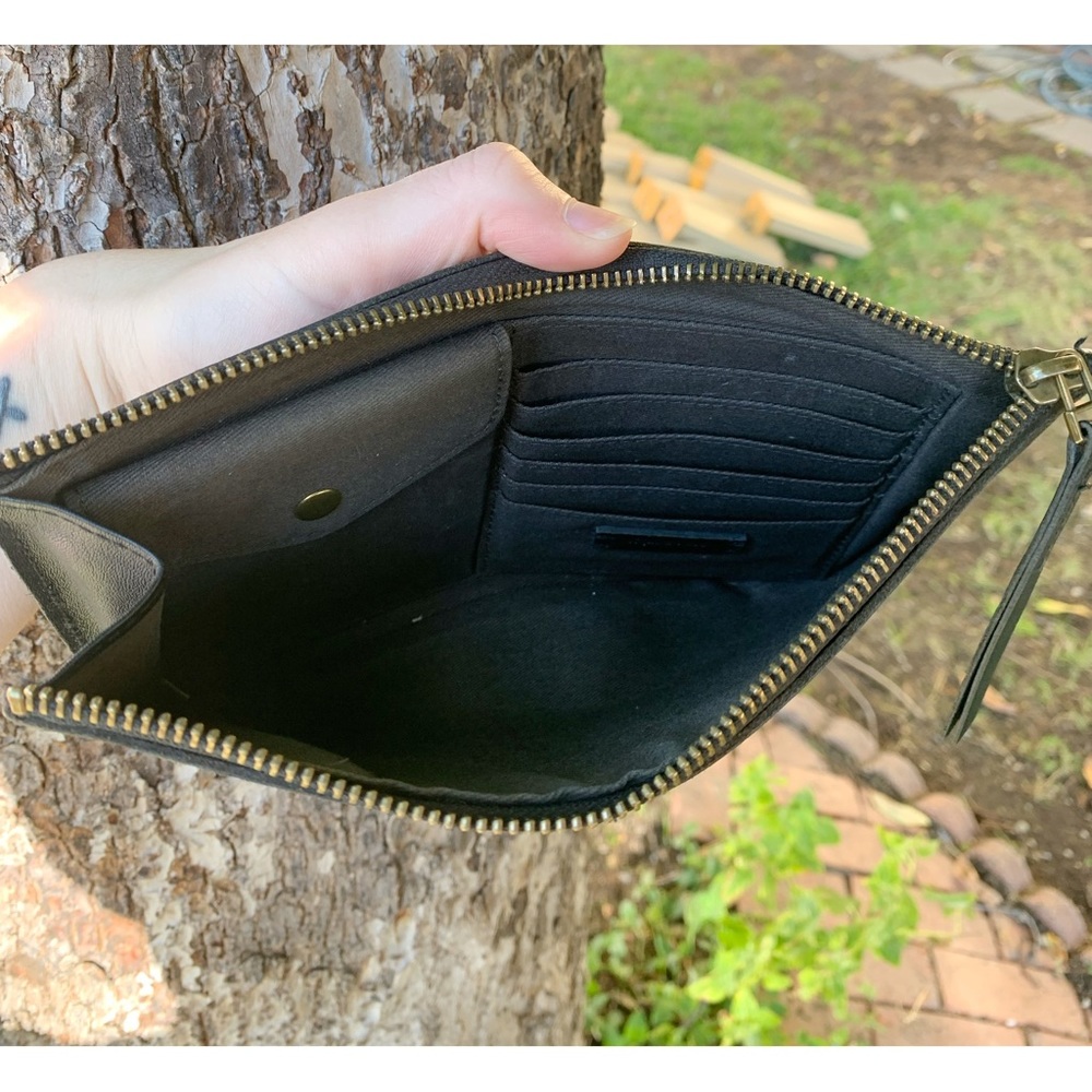 Madewell Black Leather Pouch Clutch